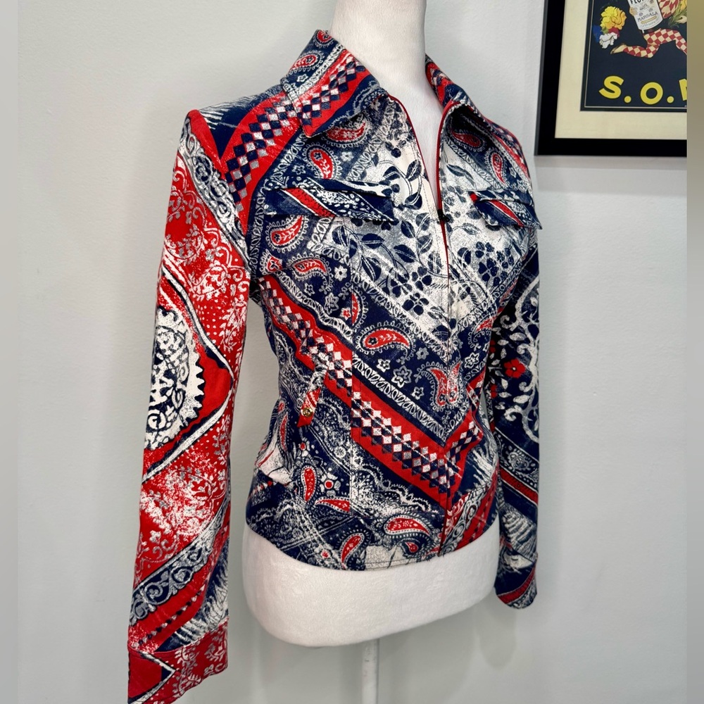 St. John Sport Bandana Print Zip Jacket — Made in USA